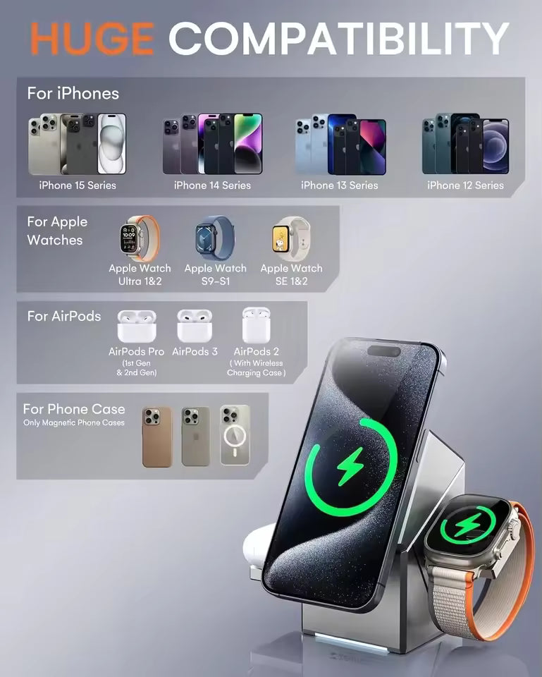 3-in-1 Magnetic Wireless Charger